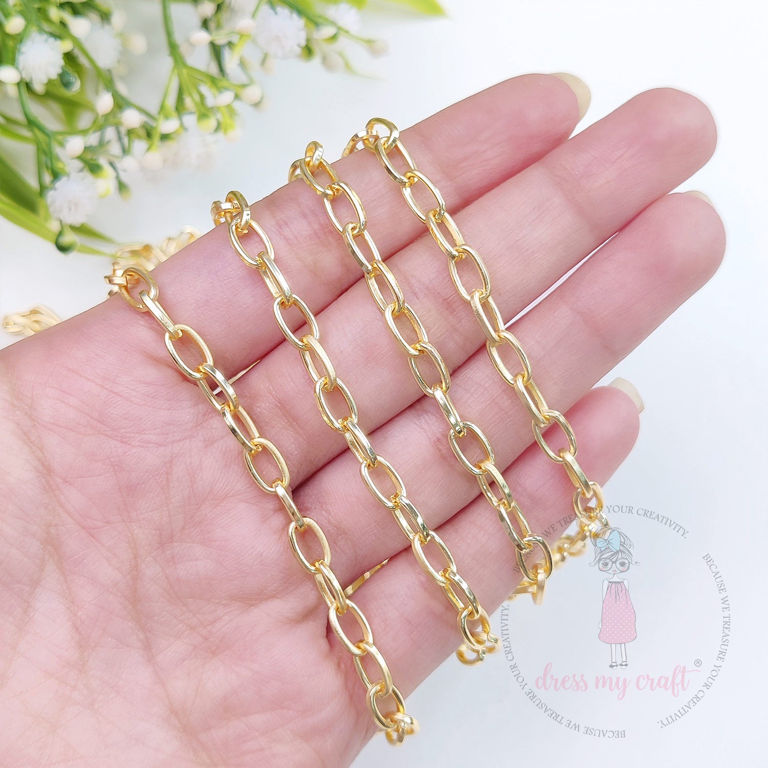 Rectangle Oval Chain - Golden