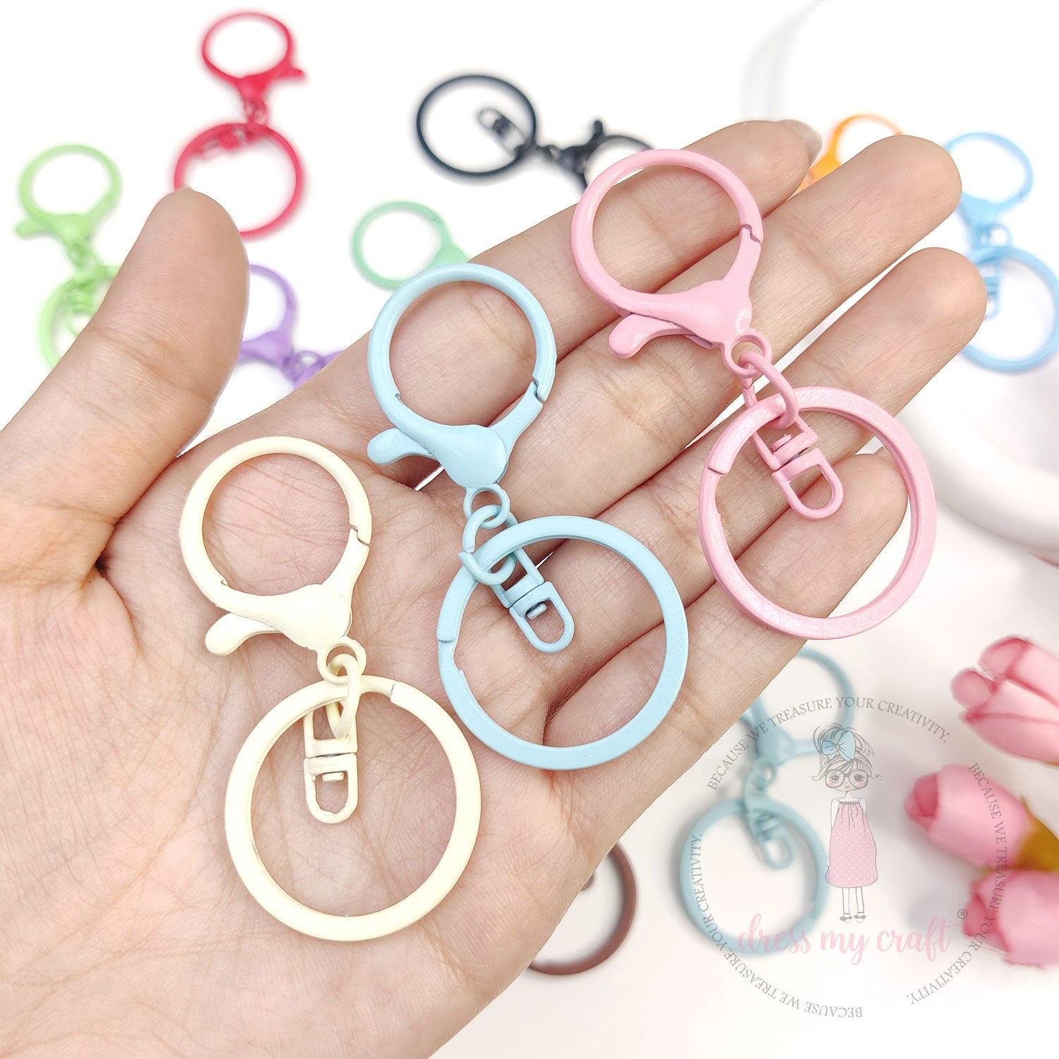 Pastel Key Rings With Hook - Assorted Pack