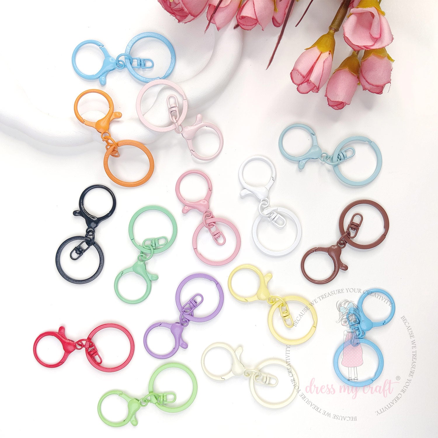 Pastel Key Rings With Hook - Assorted Pack