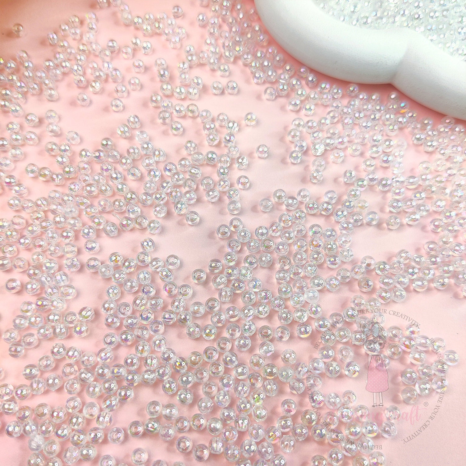 Transparent Holographic Acrylic Beads - 4 MM