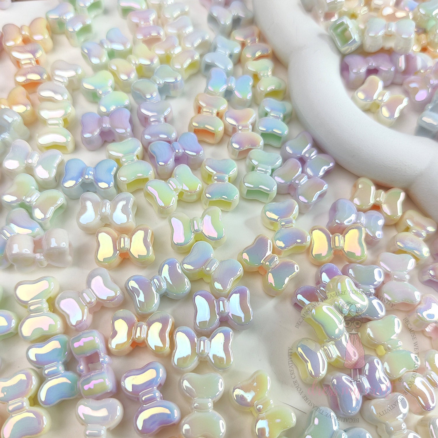 Pastel Holographic Shiny Bow Beads