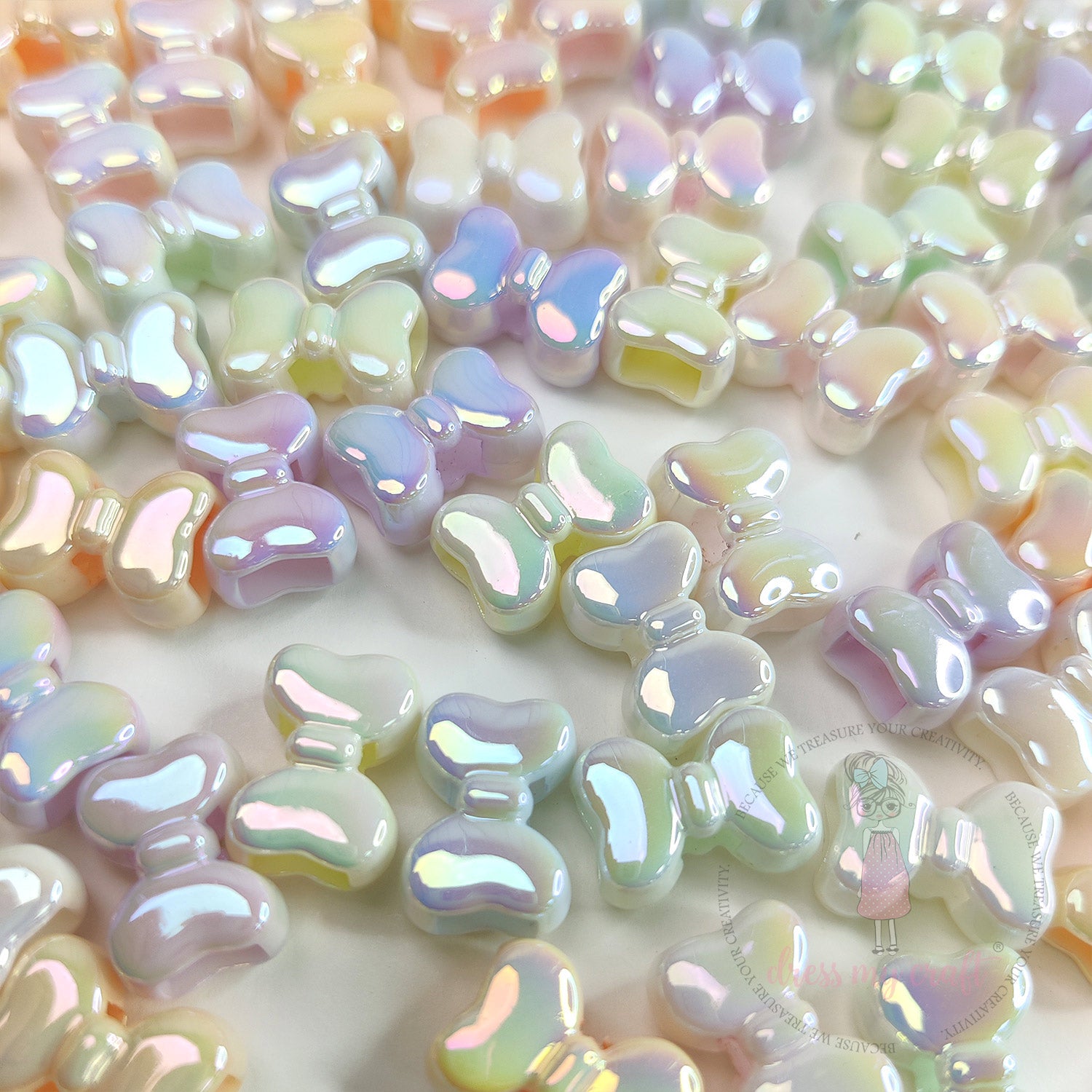 Pastel Holographic Shiny Bow Beads