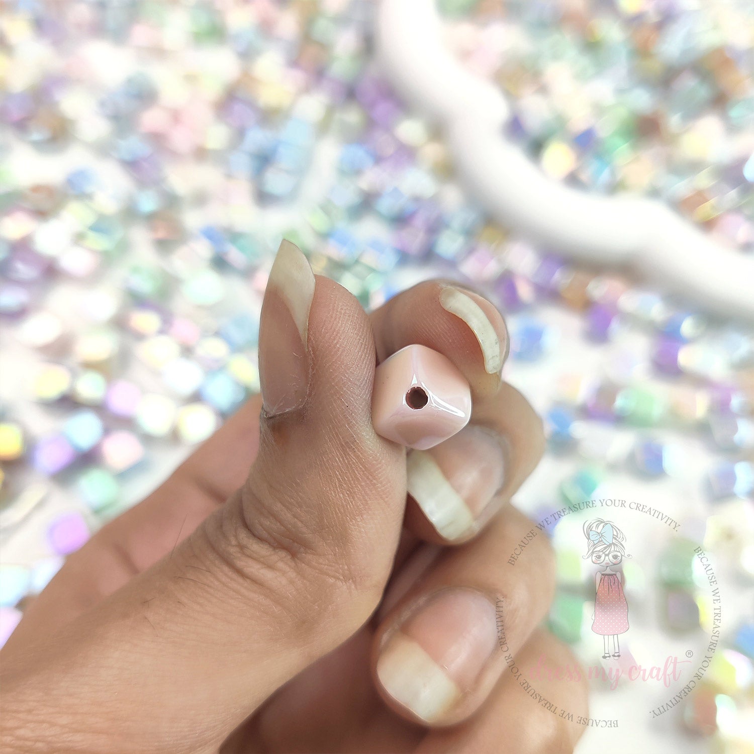 Pastel Holographic Square Beads