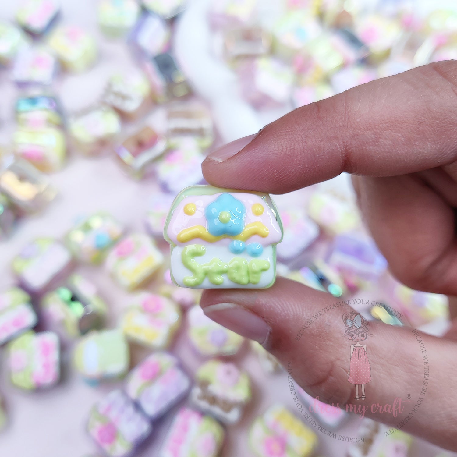 Holographic Hand Painted Hut Beads
