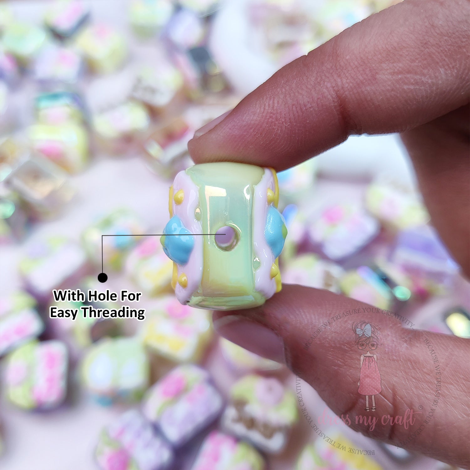 Holographic Hand Painted Hut Beads
