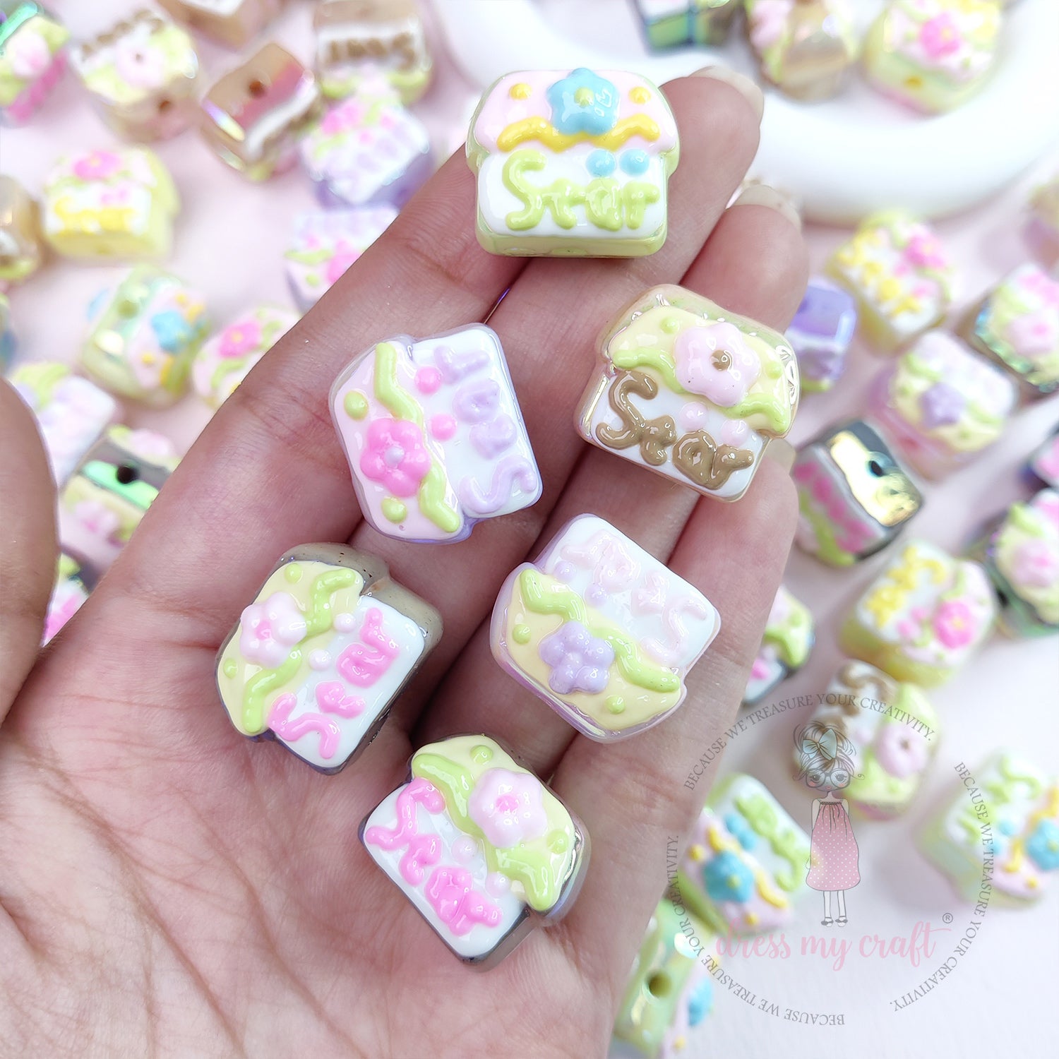 Holographic Hand Painted Hut Beads