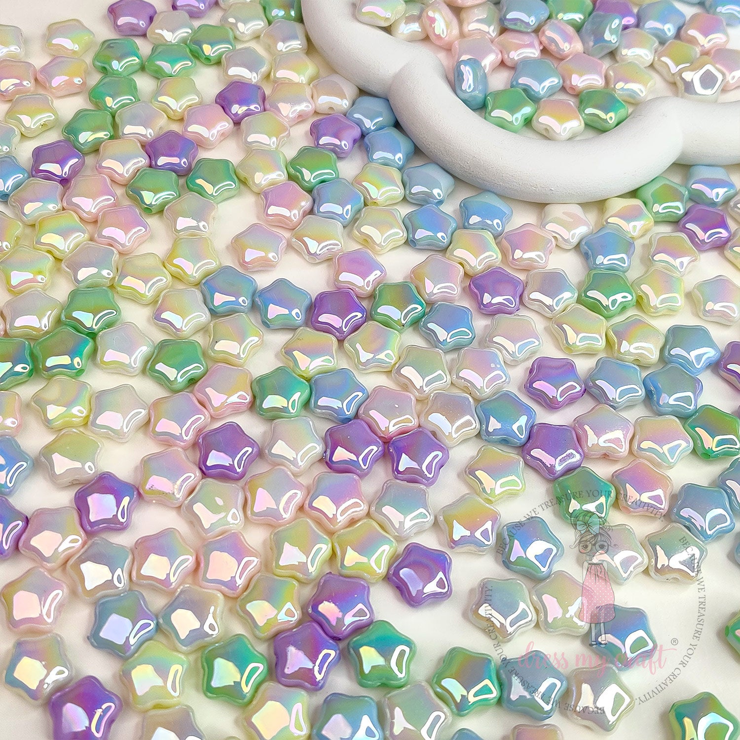 Holographic Star Beads - Multicolor
