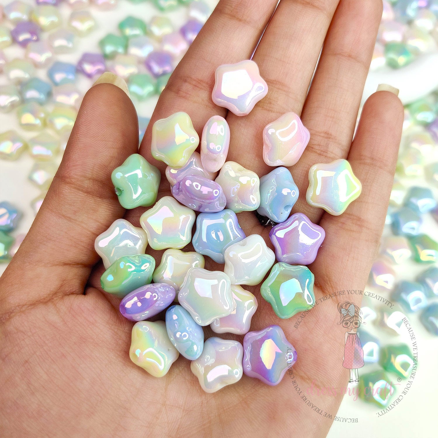 Holographic Star Beads - Multicolor