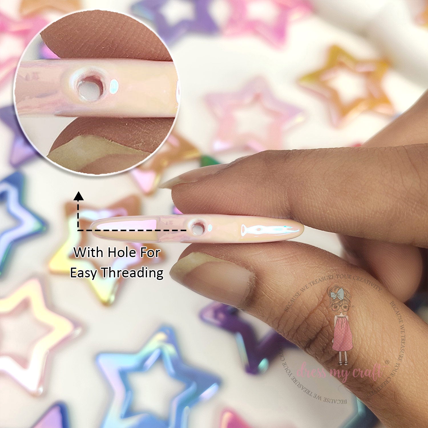 Holographic Star Frame Beads