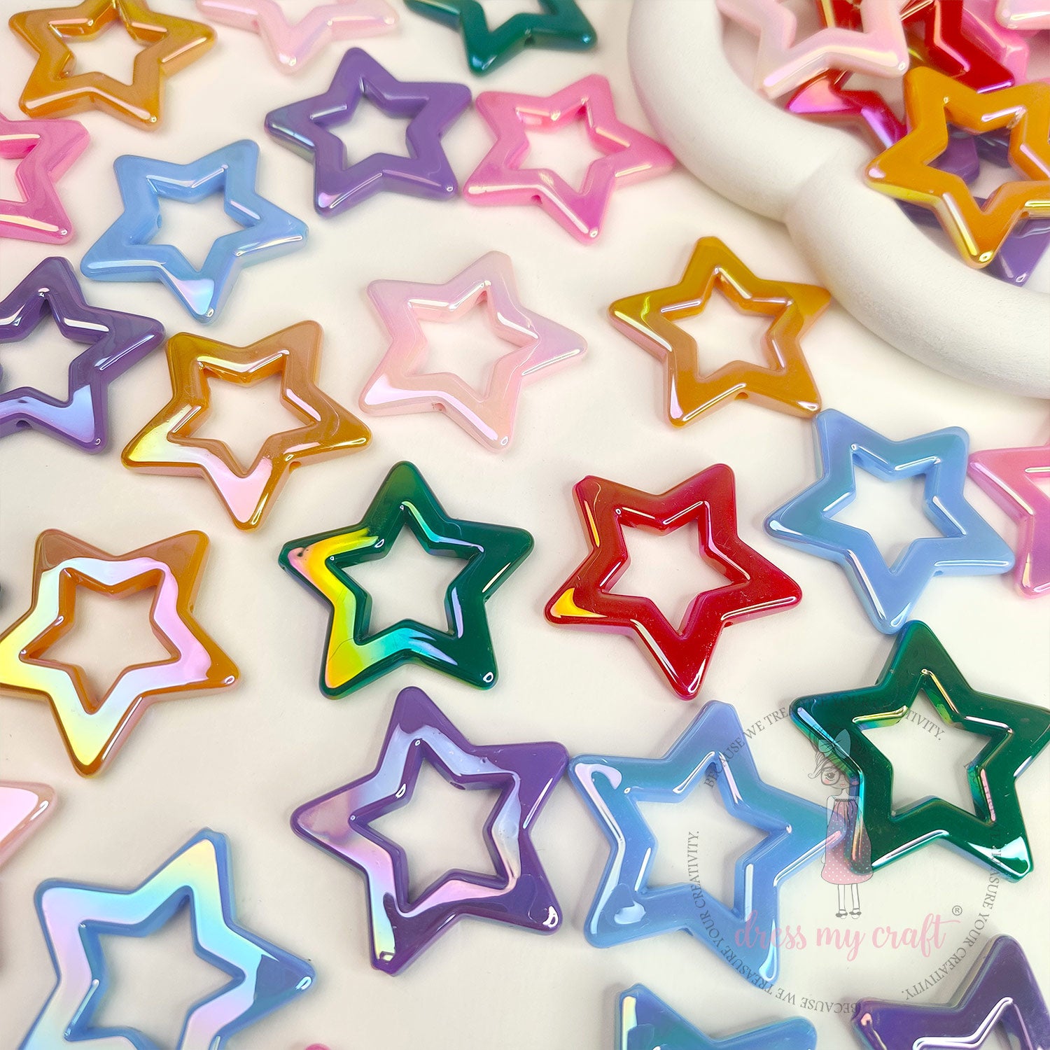 Holographic Star Frame Beads
