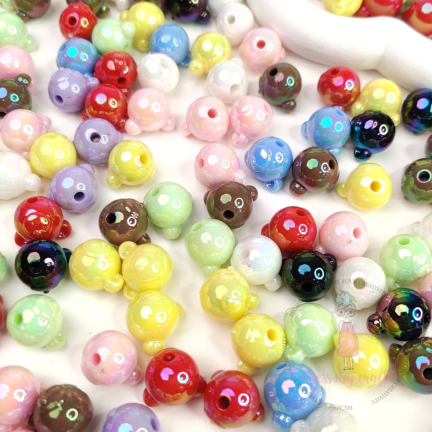 Holographic Bear Head Beads