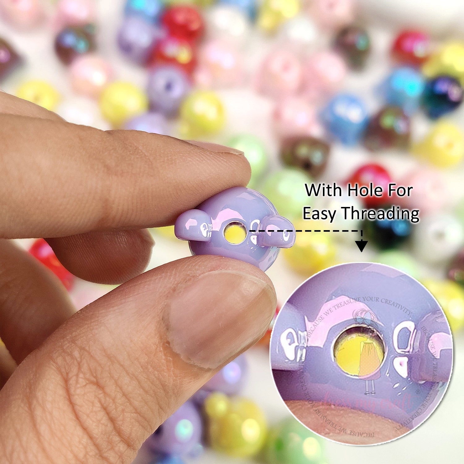 Holographic Bear Head Beads