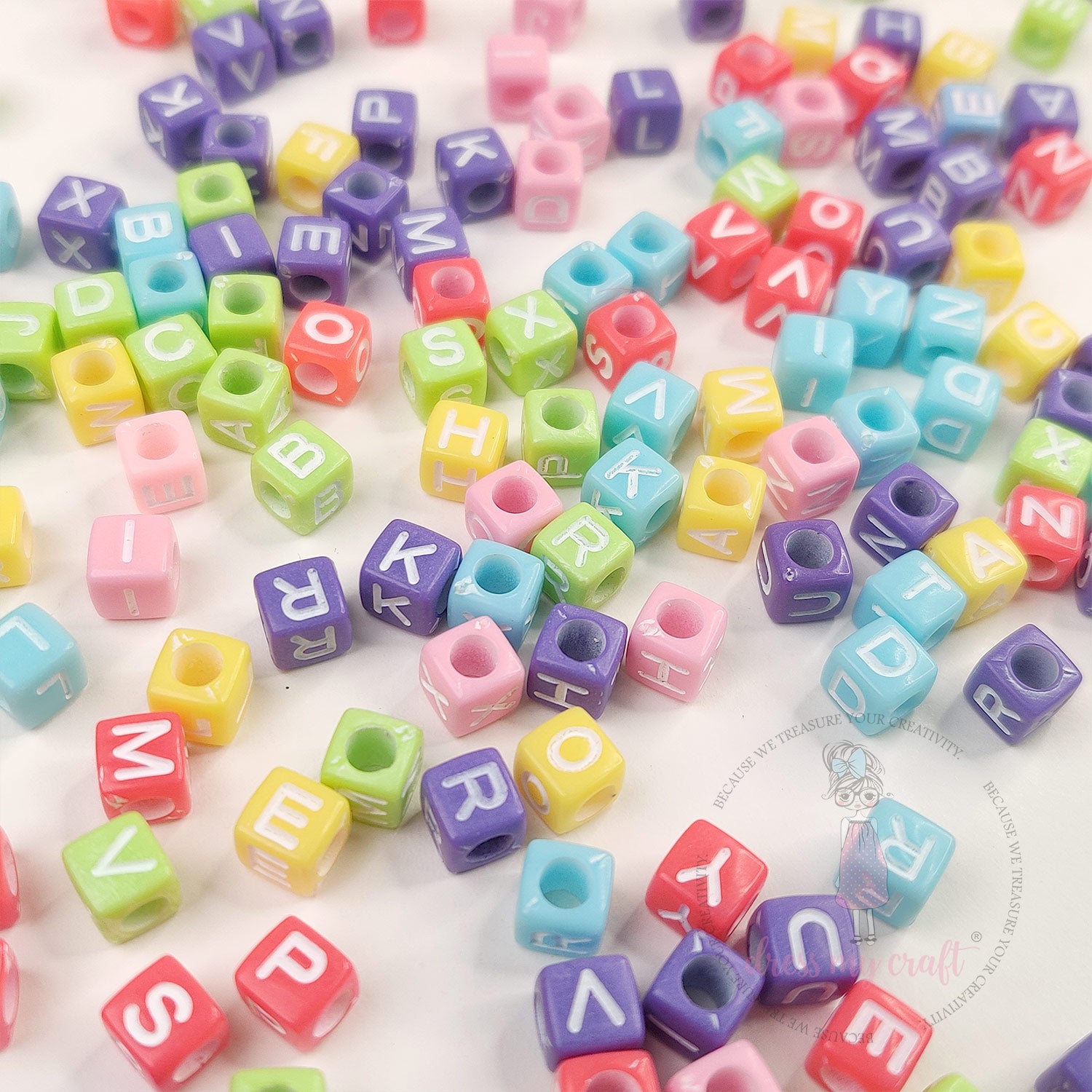 Square Alphabet Beads - Assorted Color