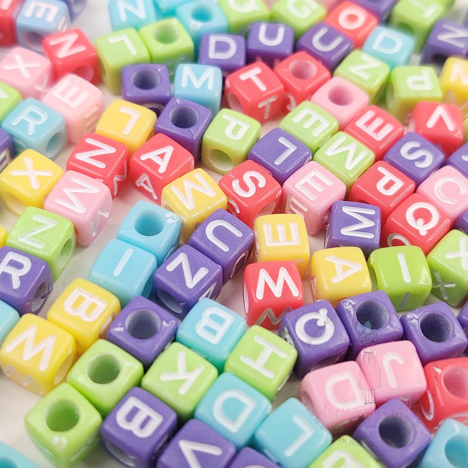 Square Alphabet Beads - Assorted Color