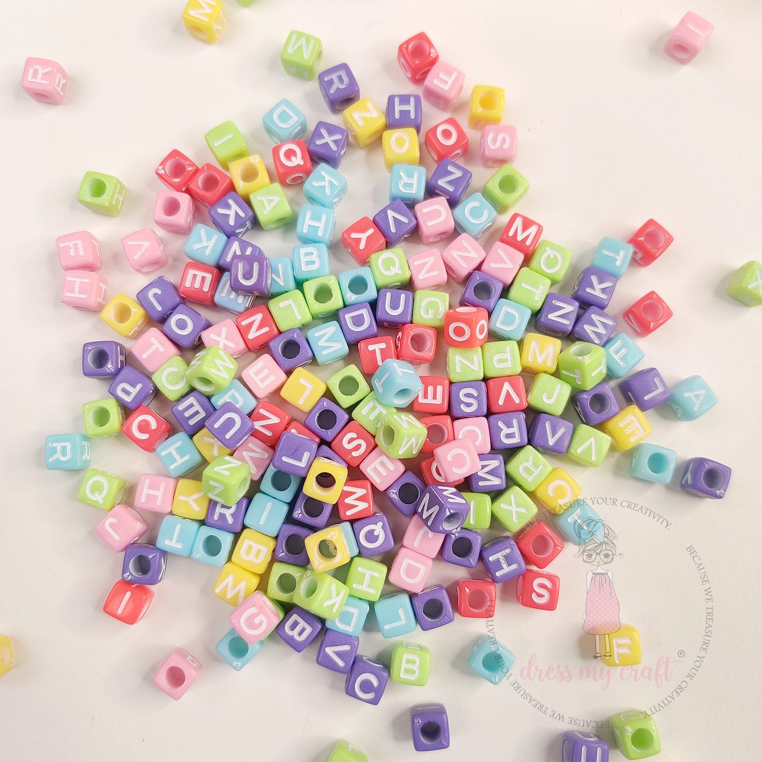 Square Alphabet Beads - Assorted Color