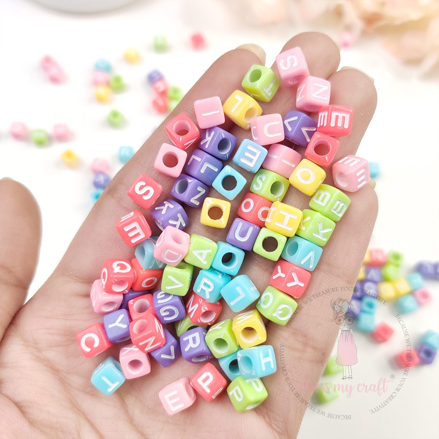Square Alphabet Beads - Assorted Color