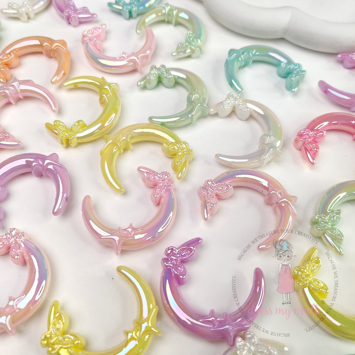 Holographic Dreamy Moon Beads