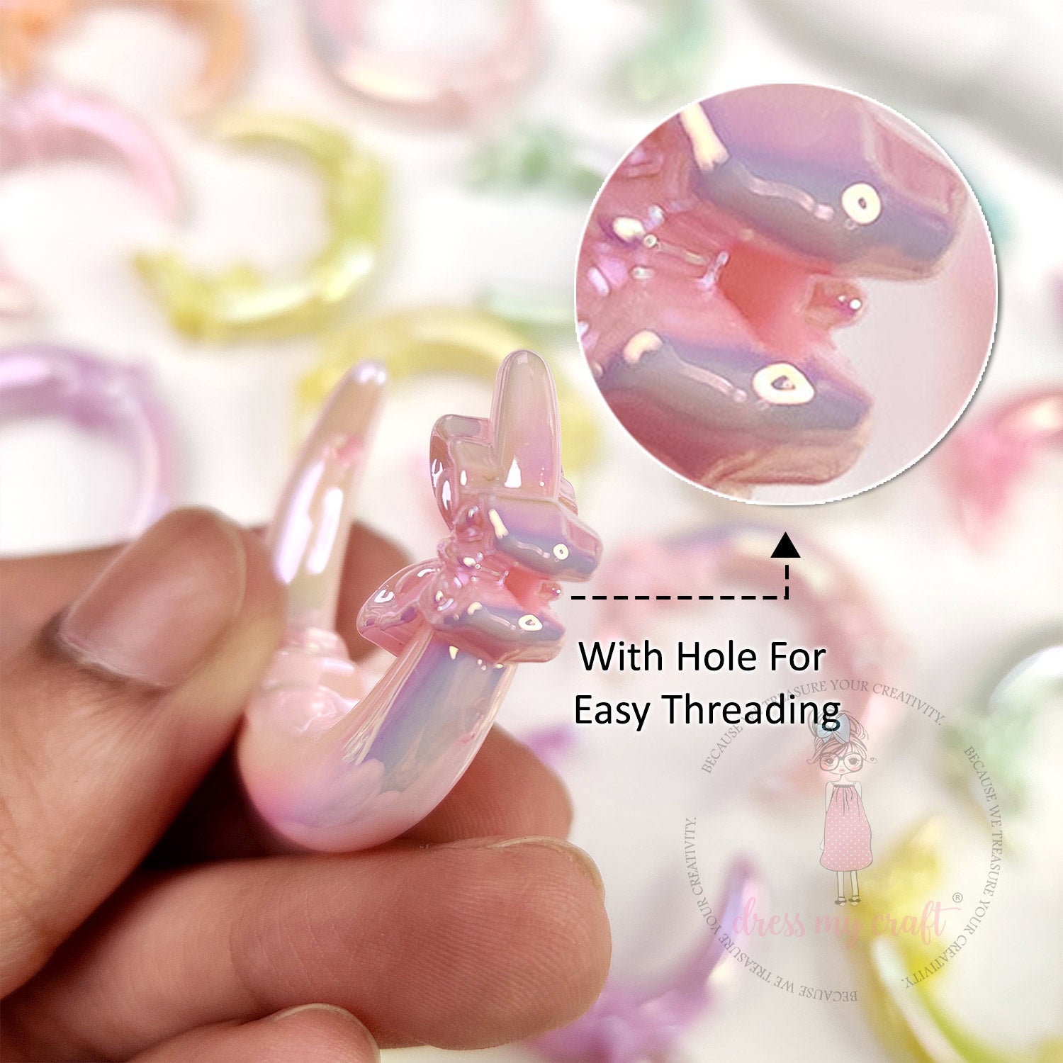 Holographic Dreamy Moon Beads