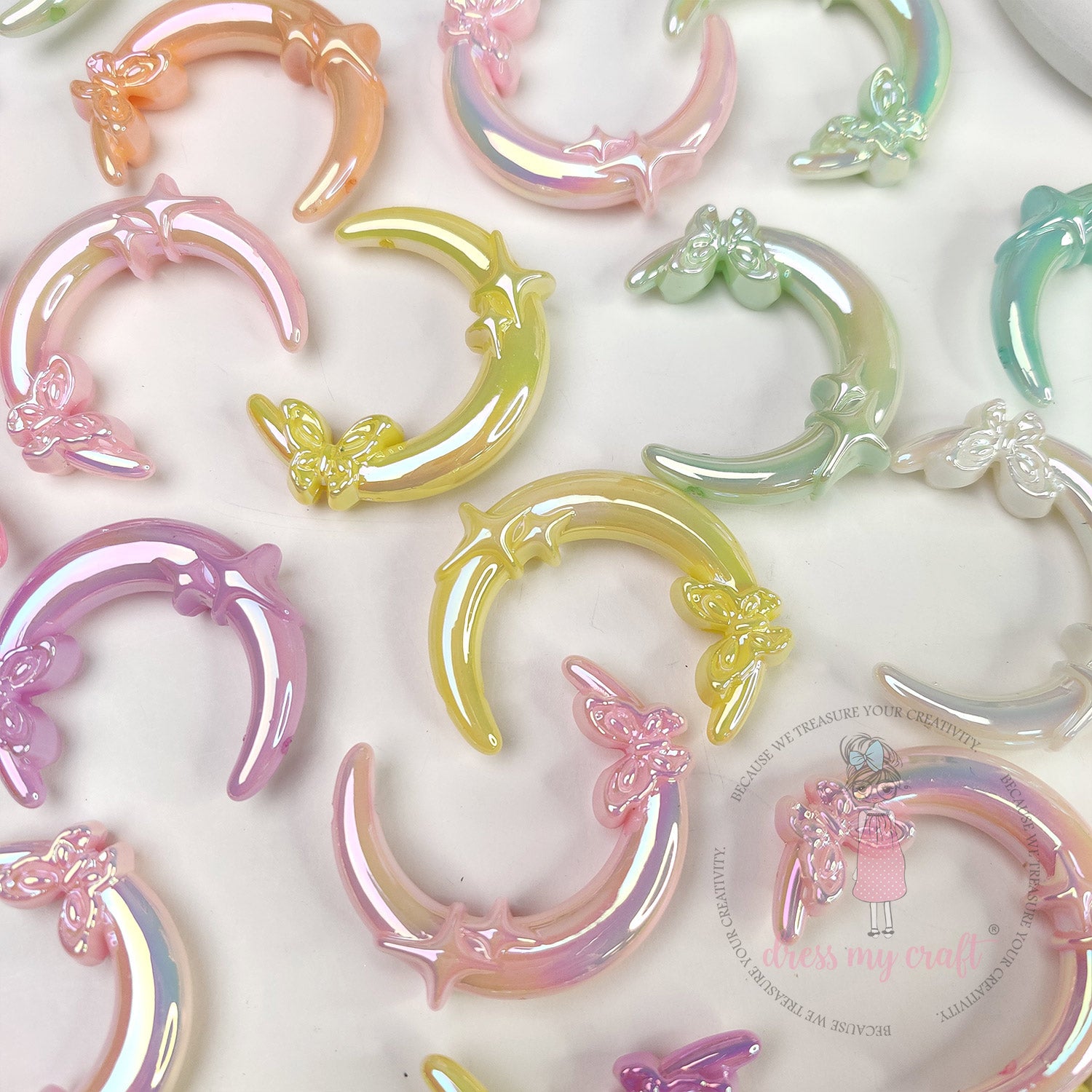 Holographic Dreamy Moon Beads