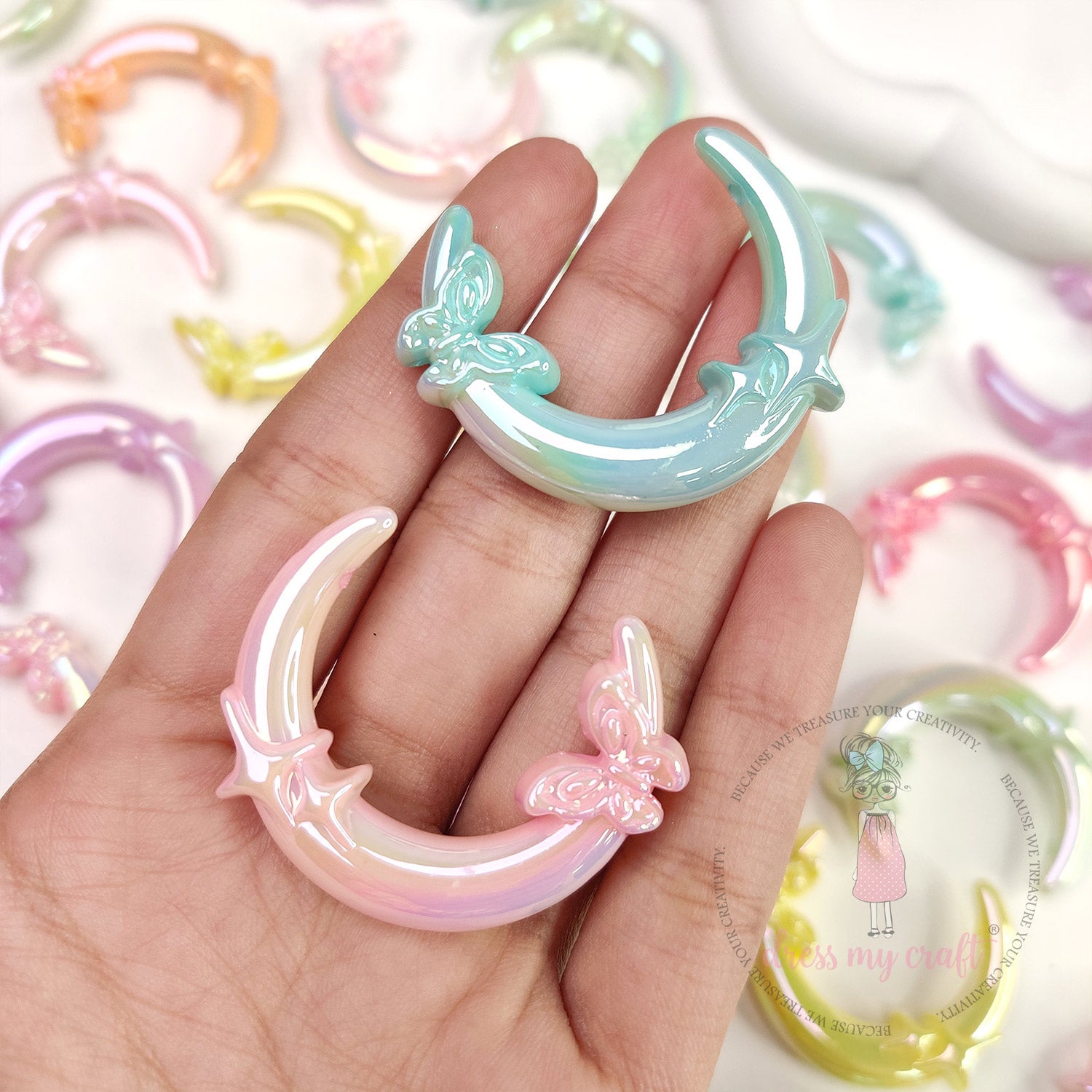 Holographic Dreamy Moon Beads