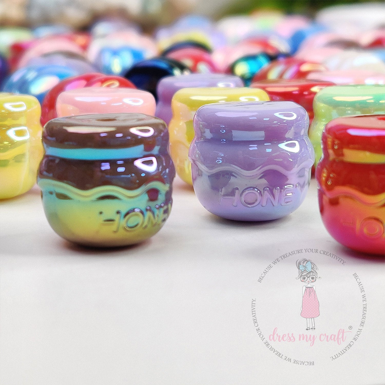 Holographic Honey Jar Beads