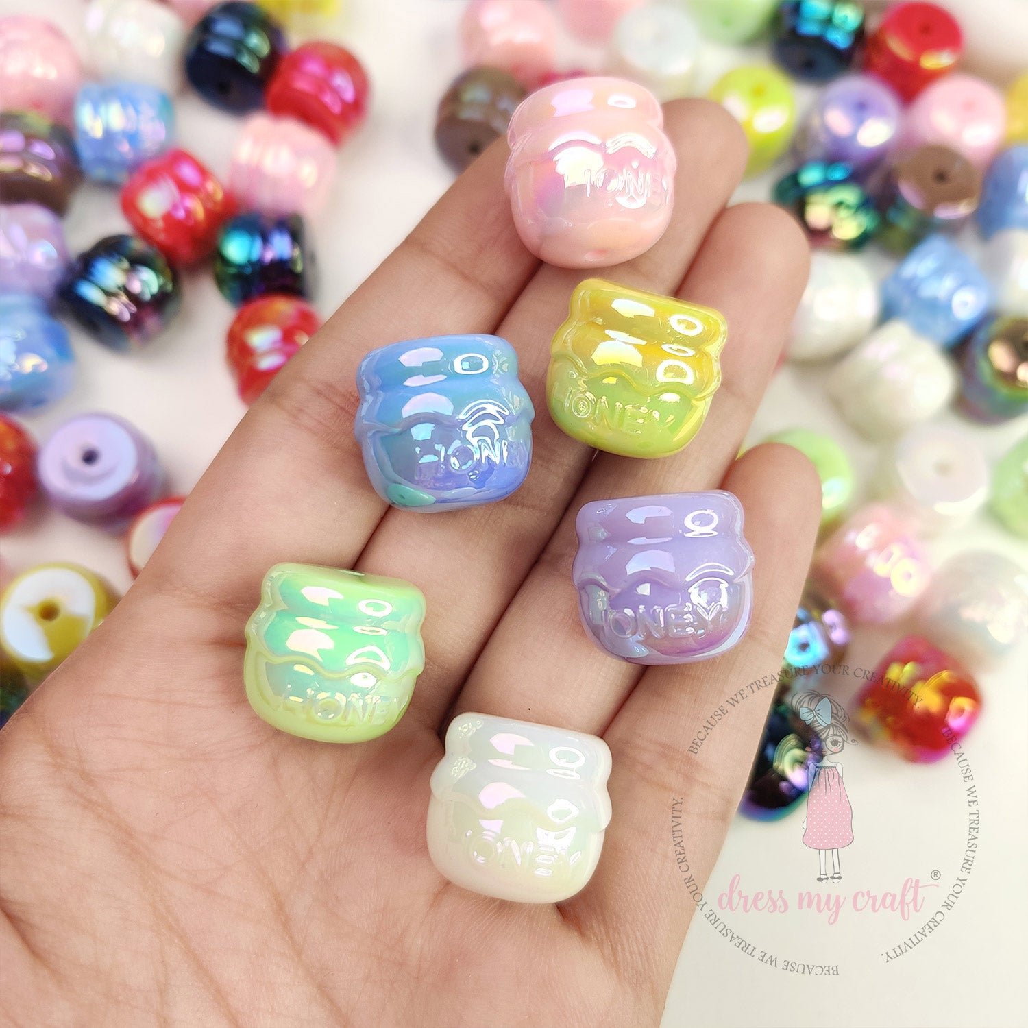 Holographic Honey Jar Beads