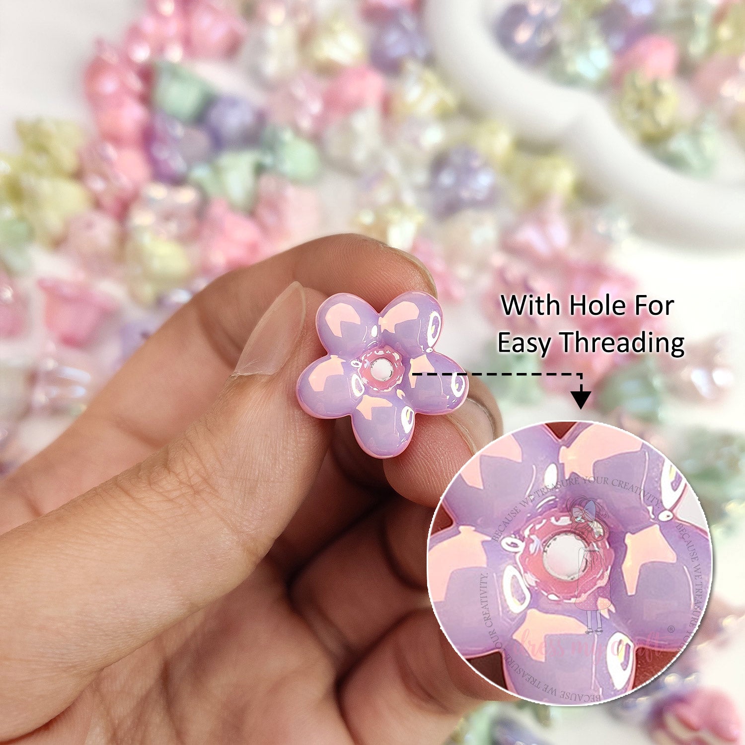 Holographic Crown Flower Beads