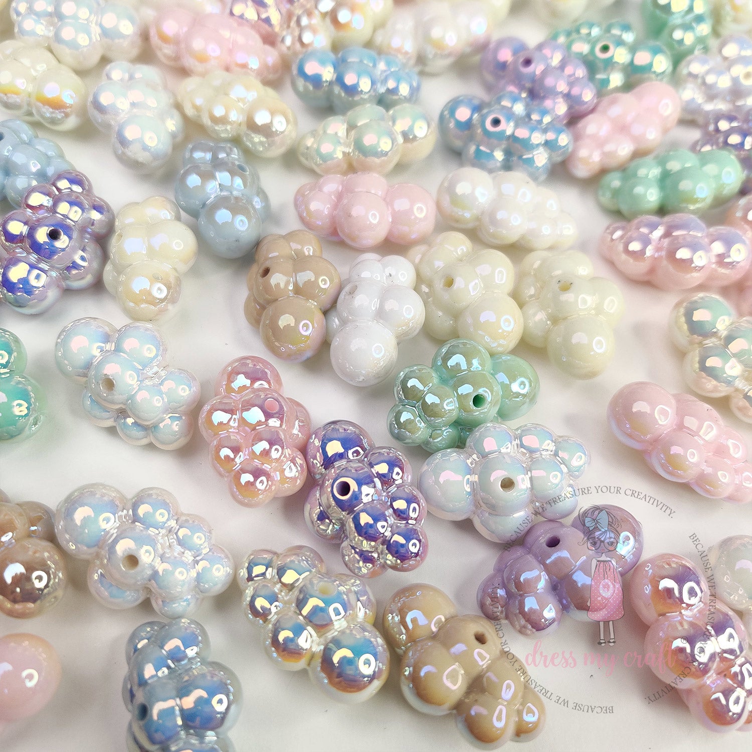 Holographic Fluffy Cloud Beads