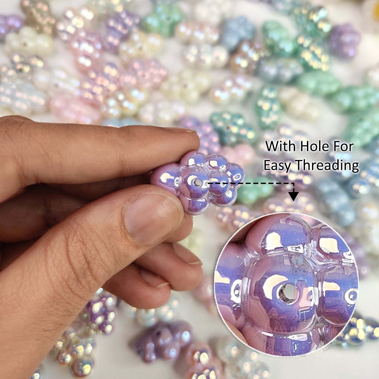 Holographic Fluffy Cloud Beads