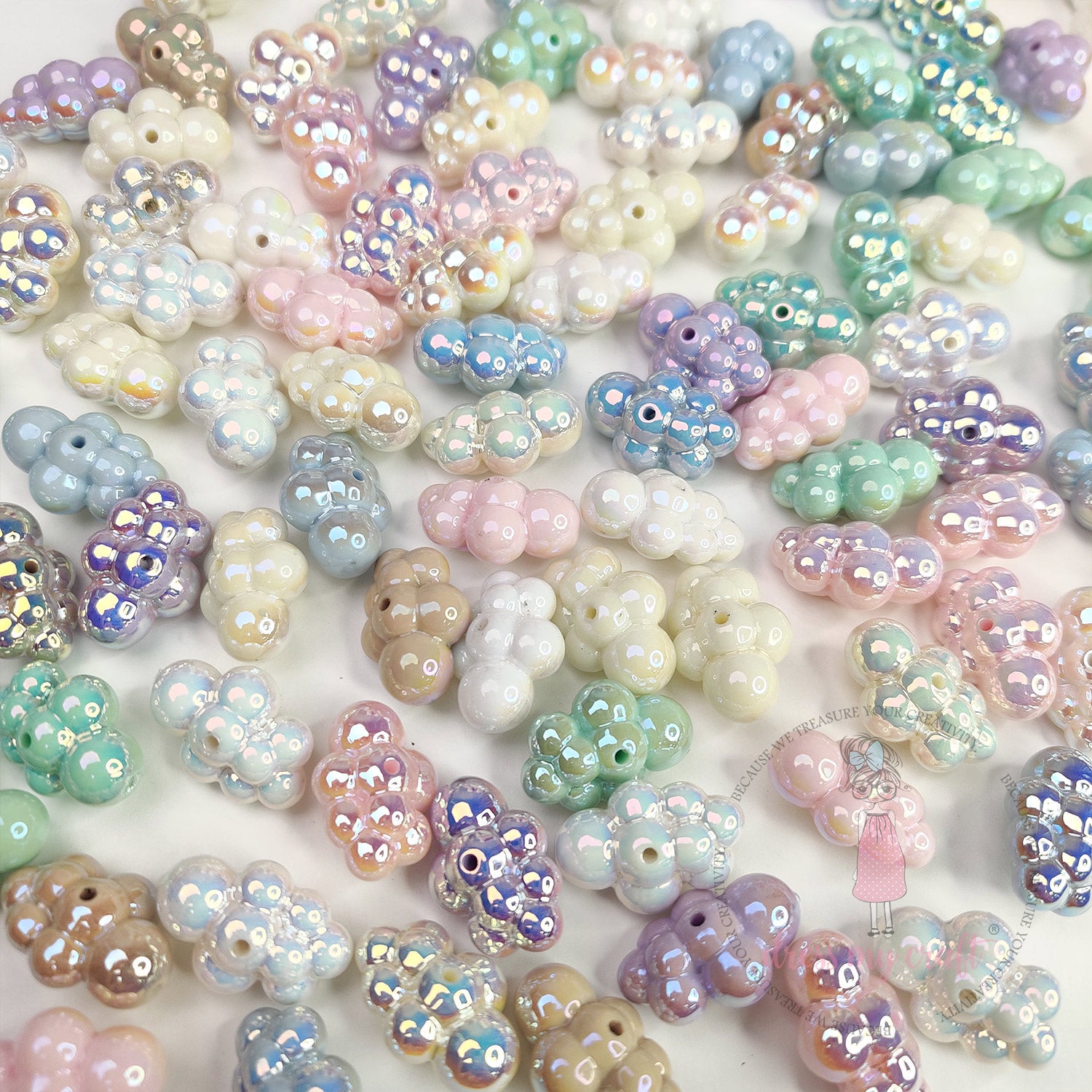 Holographic Fluffy Cloud Beads