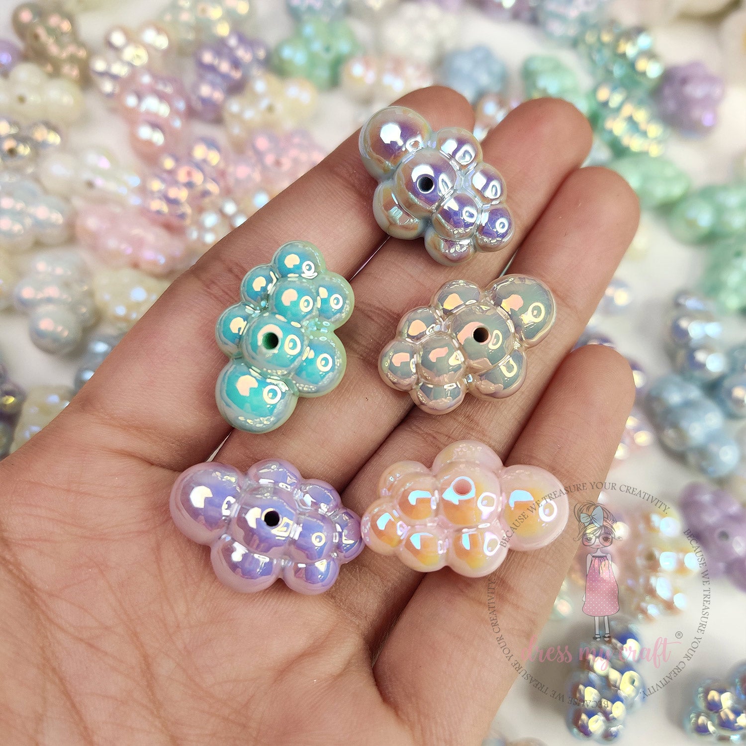 Holographic Fluffy Cloud Beads