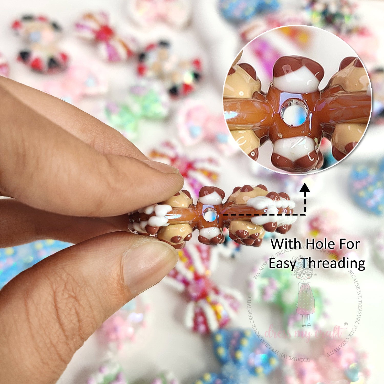Holographic Hand-painted Bow Beads