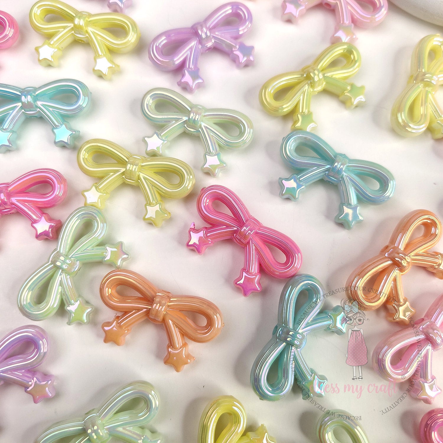 Holographic Starry Bow Beads