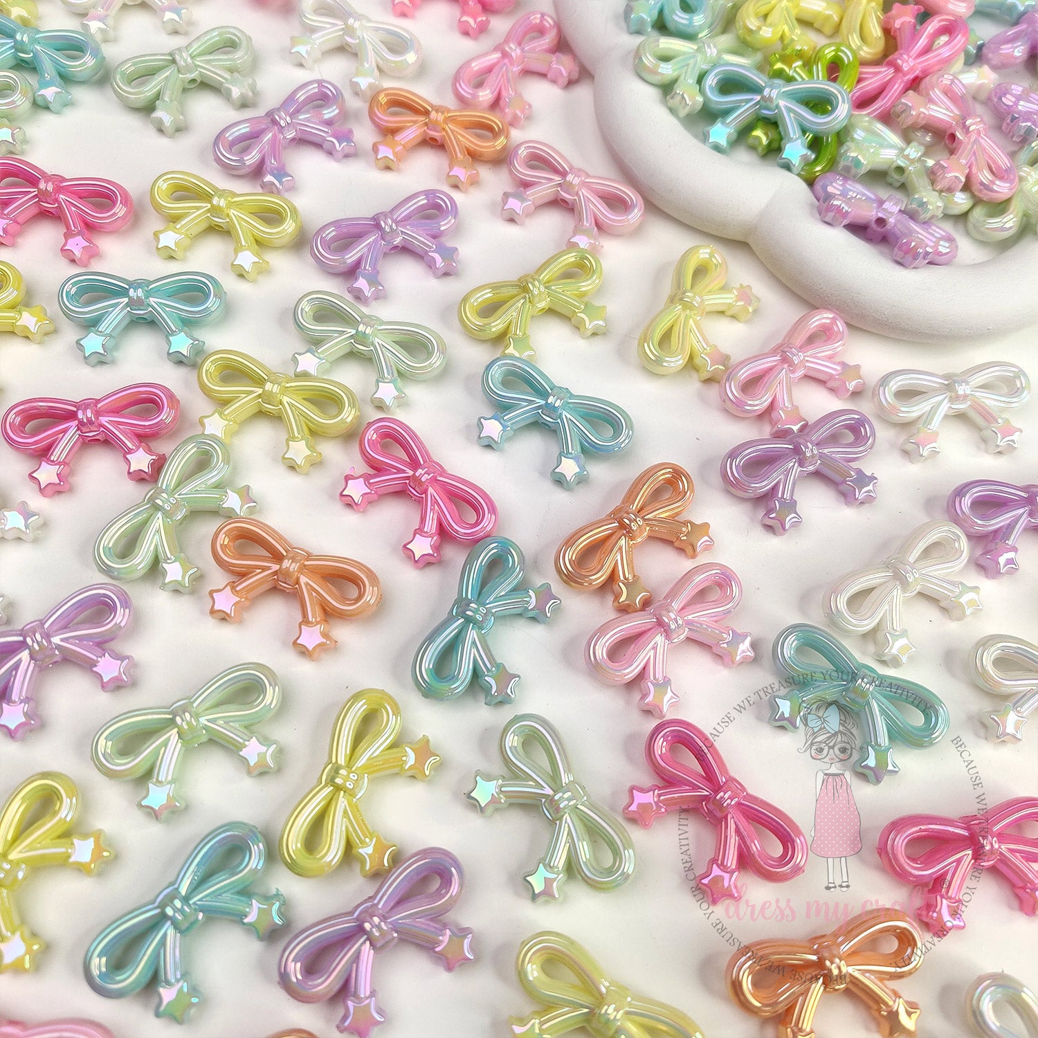 Holographic Starry Bow Beads