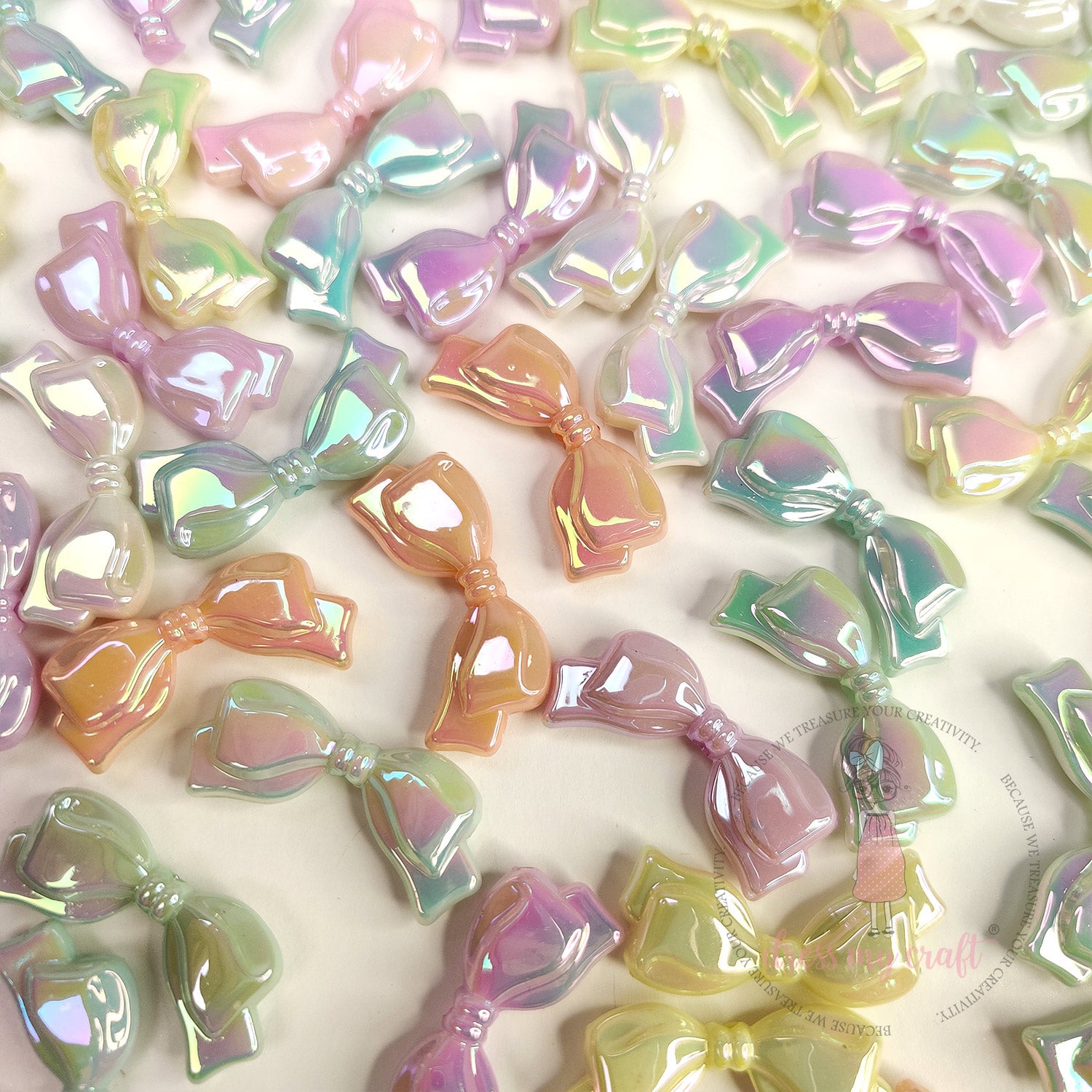 Holographic Bow Tie Beads