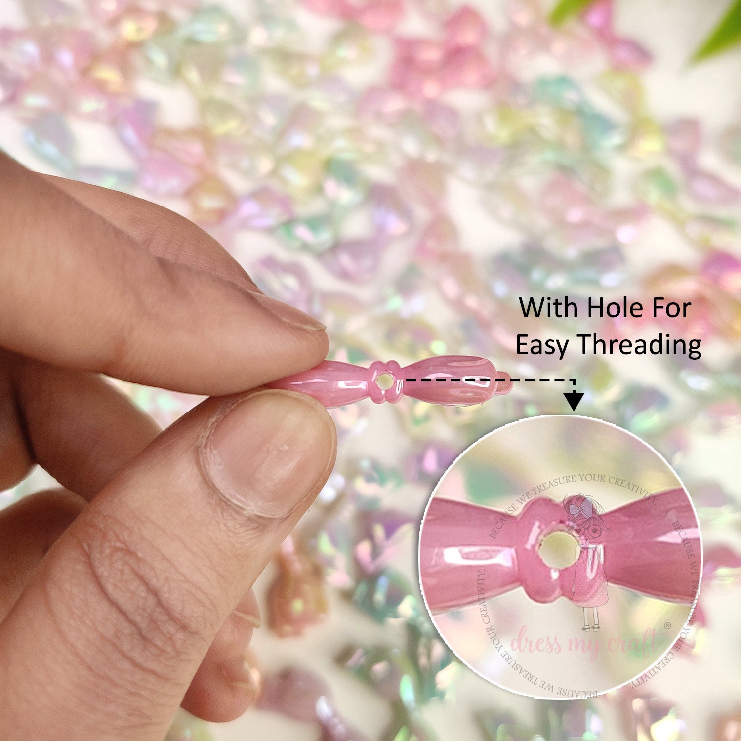 Holographic Bow Tie Beads