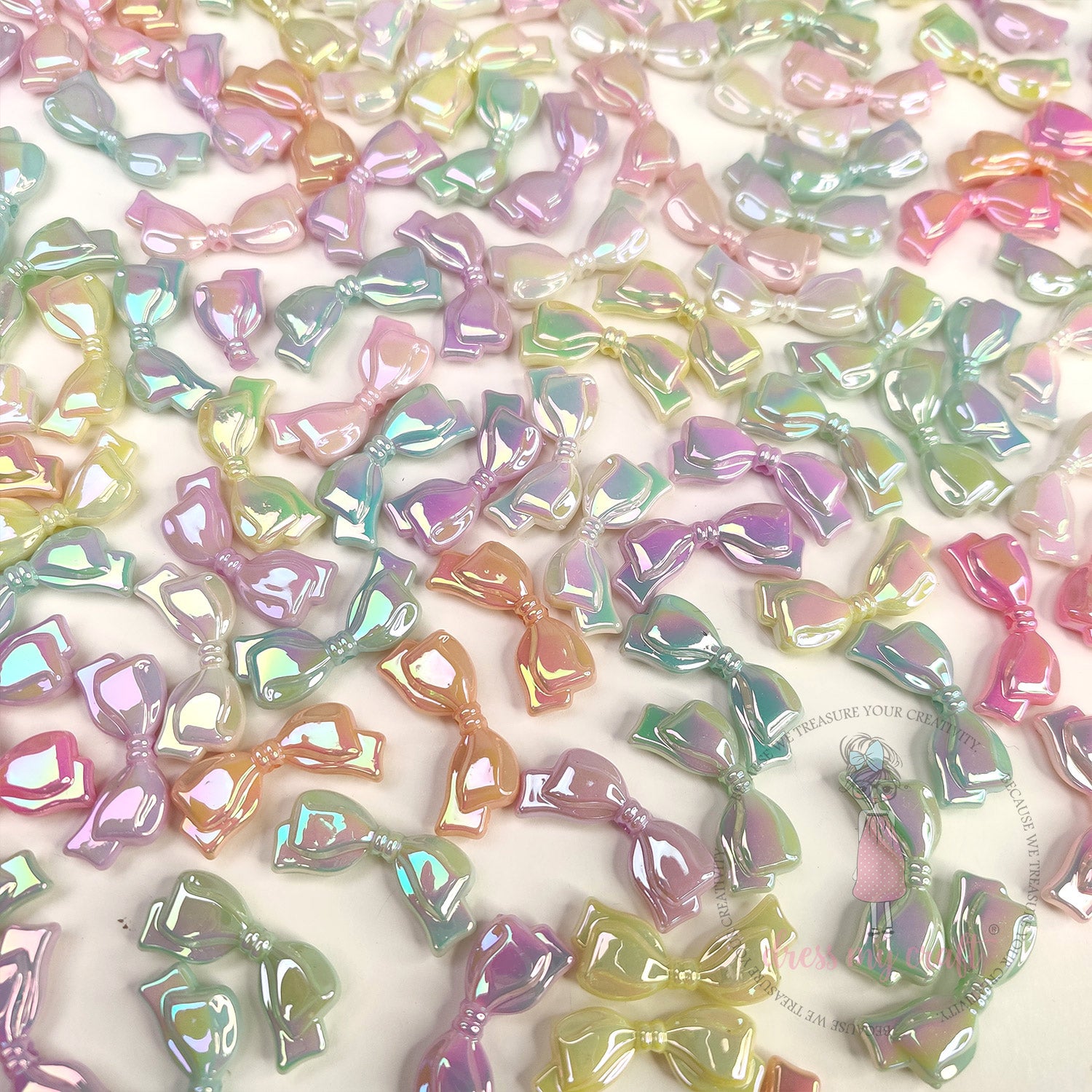 Holographic Bow Tie Beads