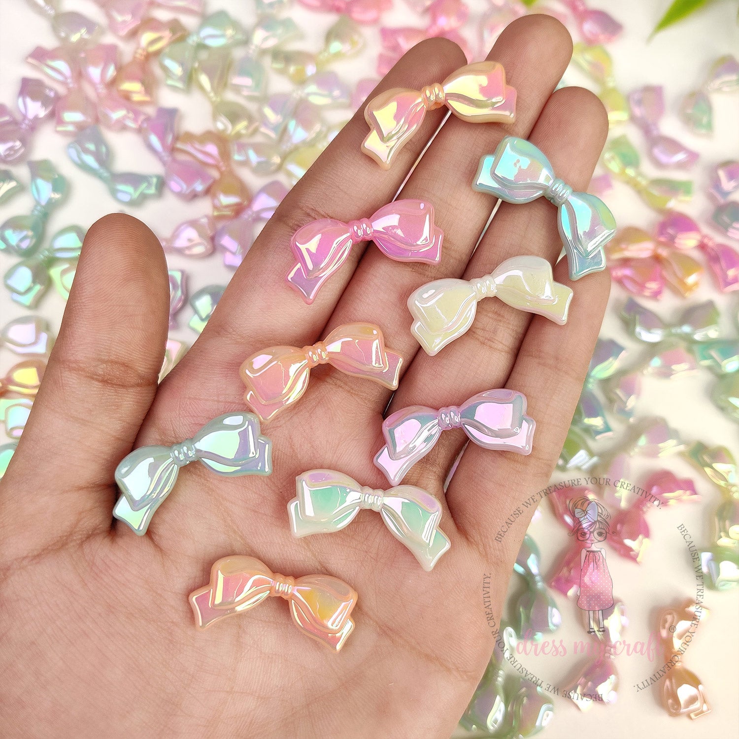 Holographic Bow Tie Beads
