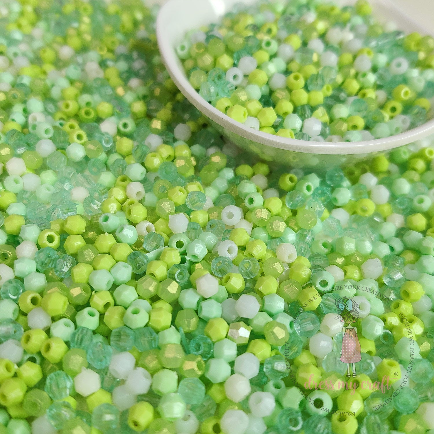 Hexagon Beads - Green Family