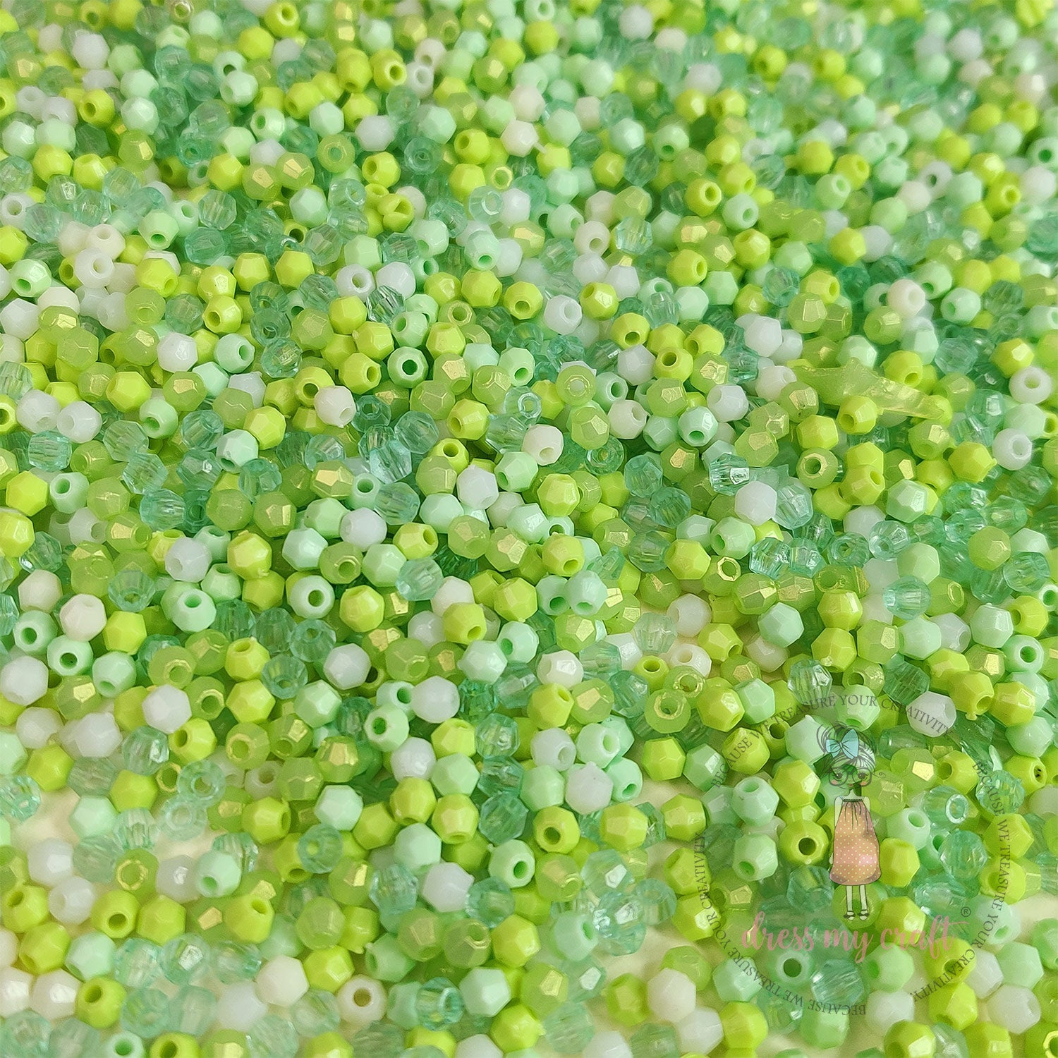 Hexagon Beads - Green Family