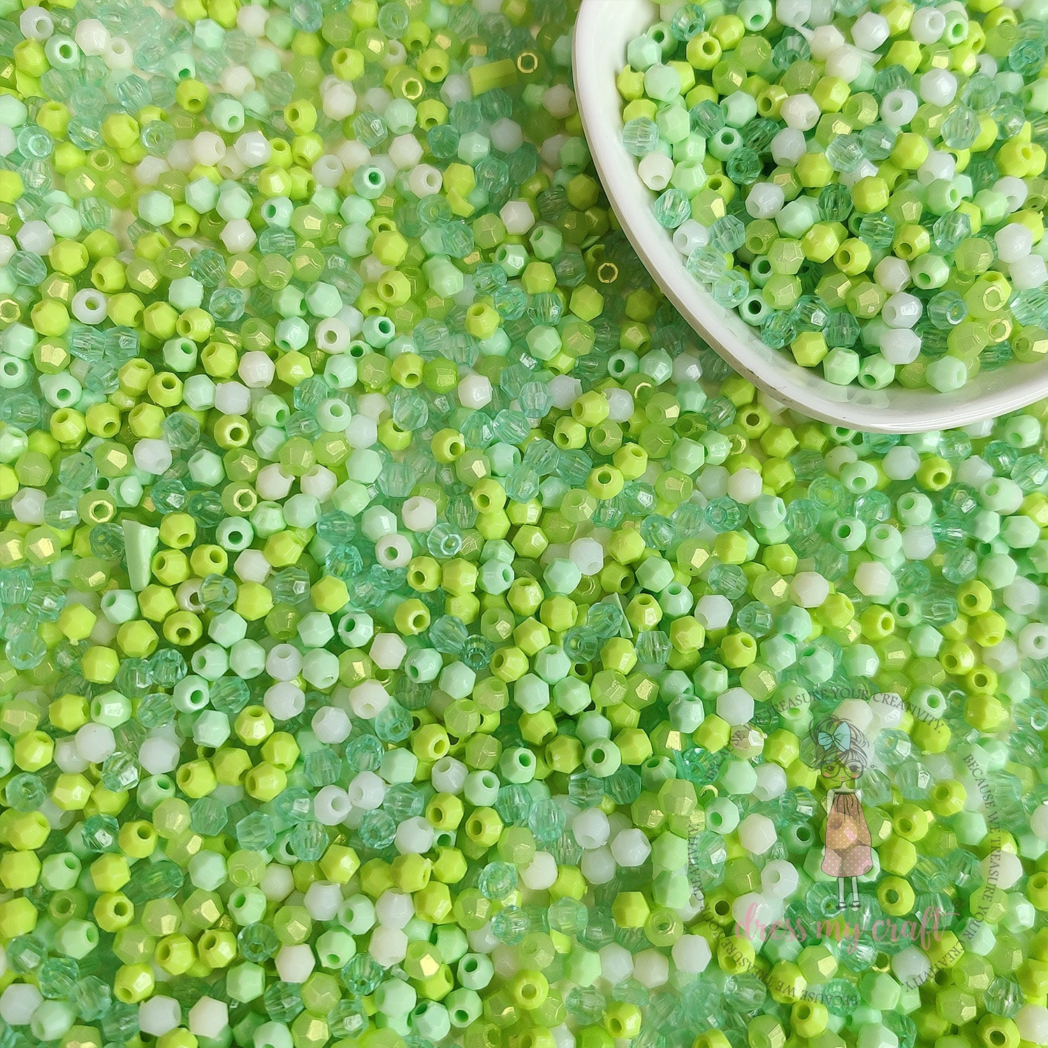 Hexagon Beads - Green Family