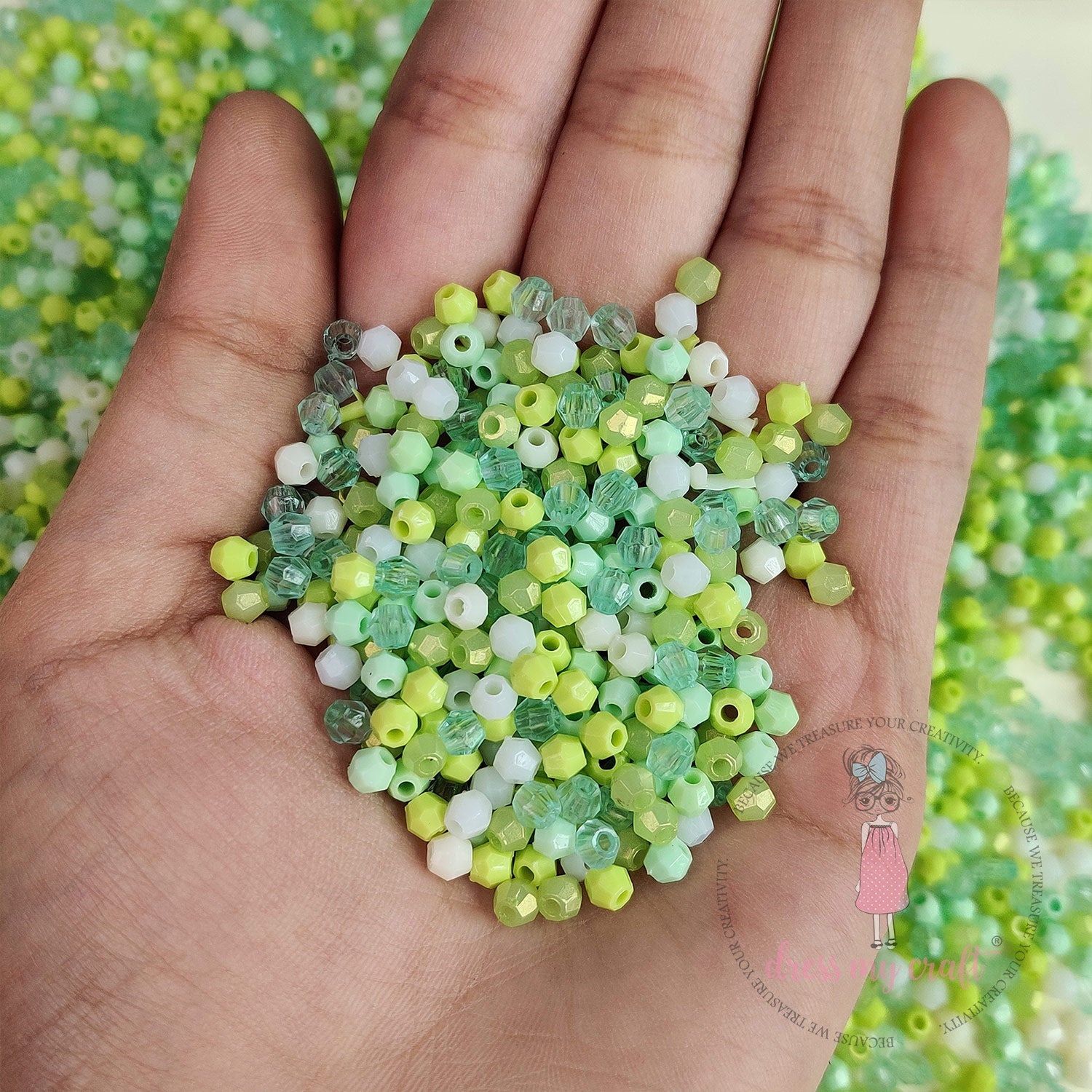 Hexagon Beads - Green Family