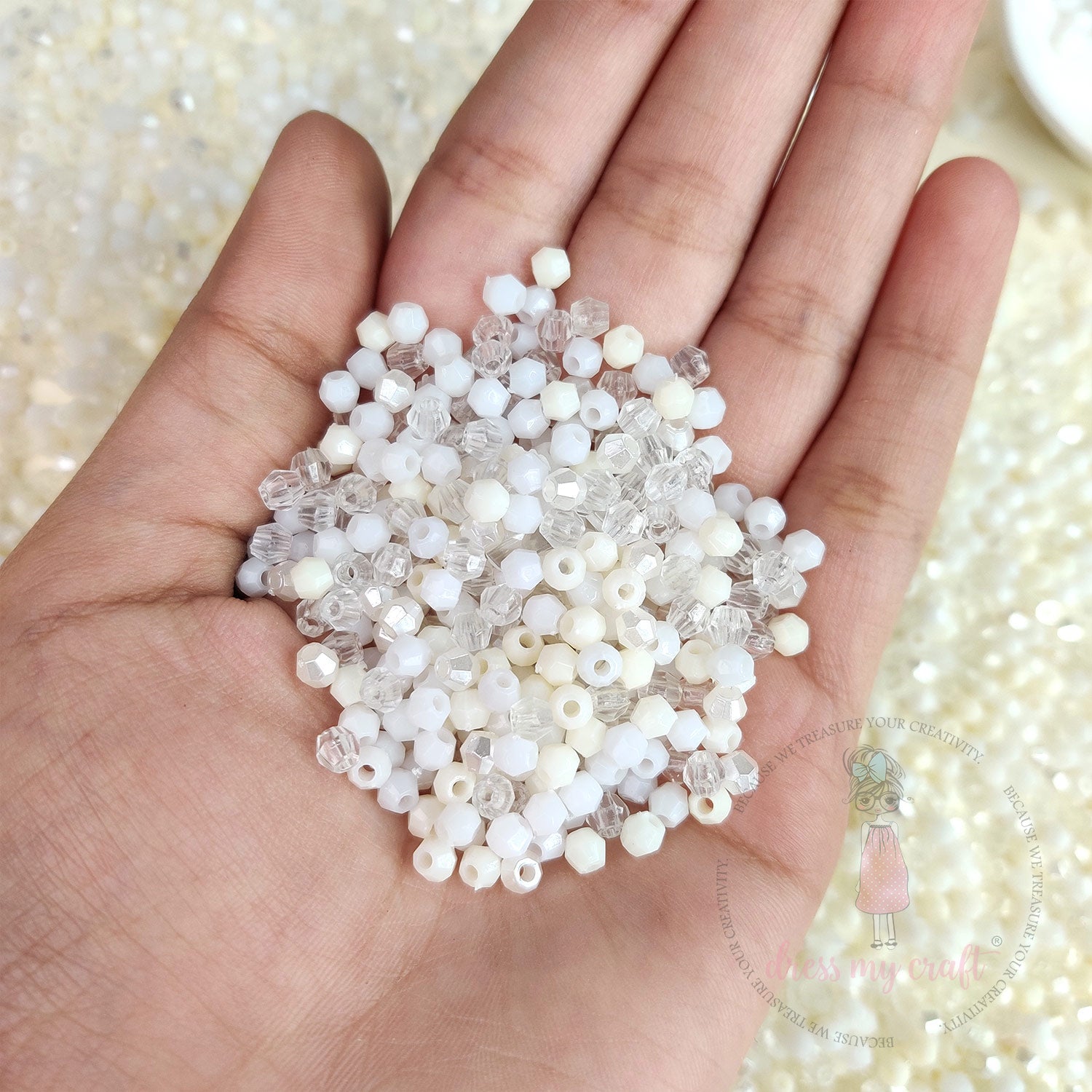 Hexagon Beads - White Family