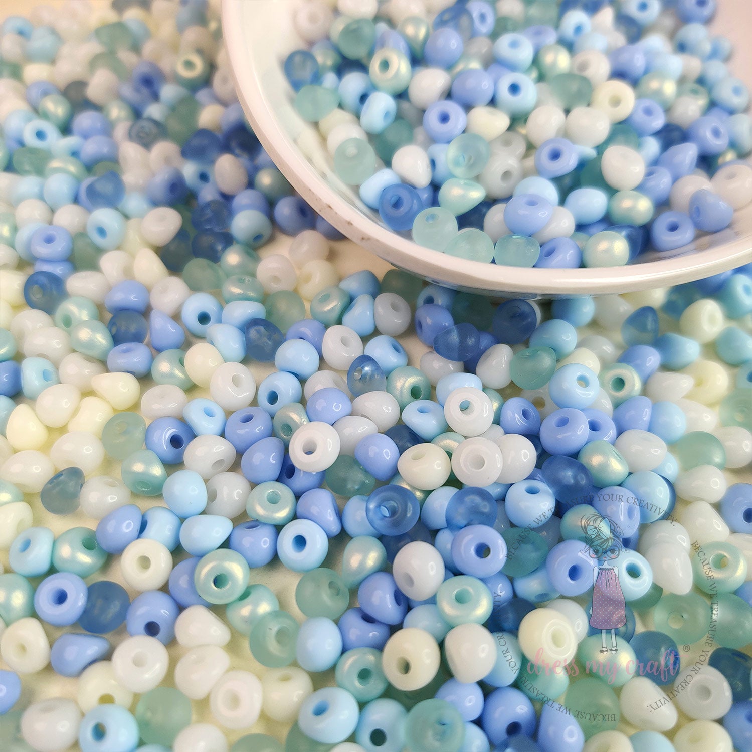 Pearl Tint Seed Beads - Blue Family