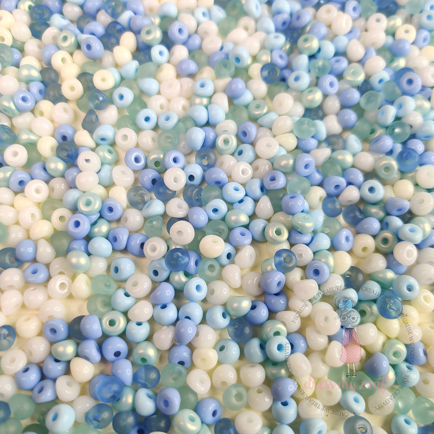 Pearl Tint Seed Beads - Blue Family
