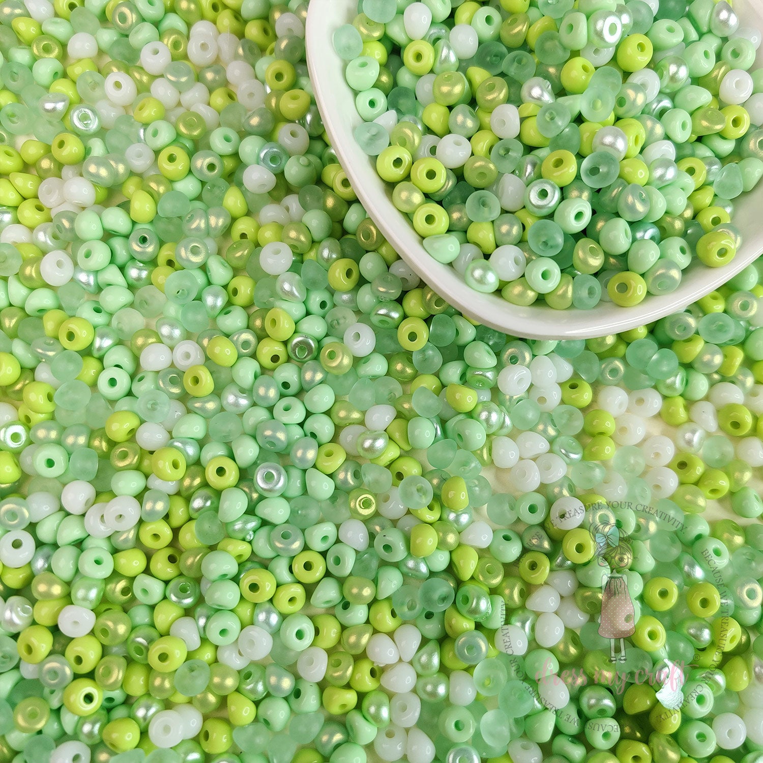 Pearl Tint Seed Beads - Green Family
