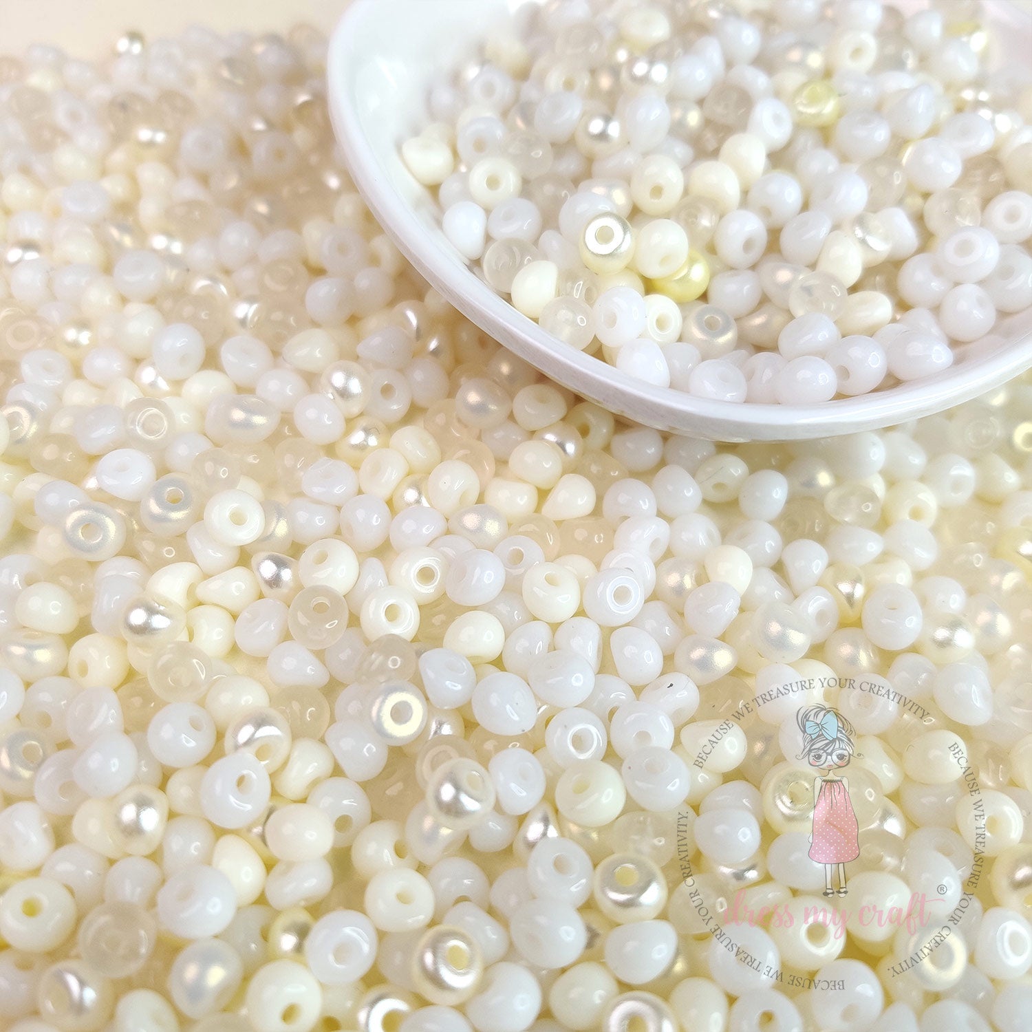 Pearl Tint Seed Beads - White Family