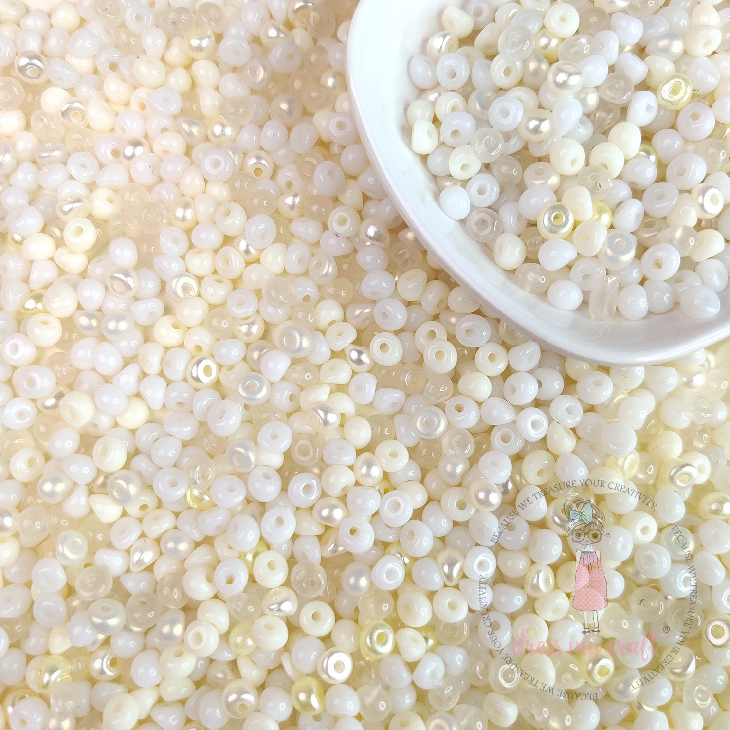 Pearl Tint Seed Beads - White Family