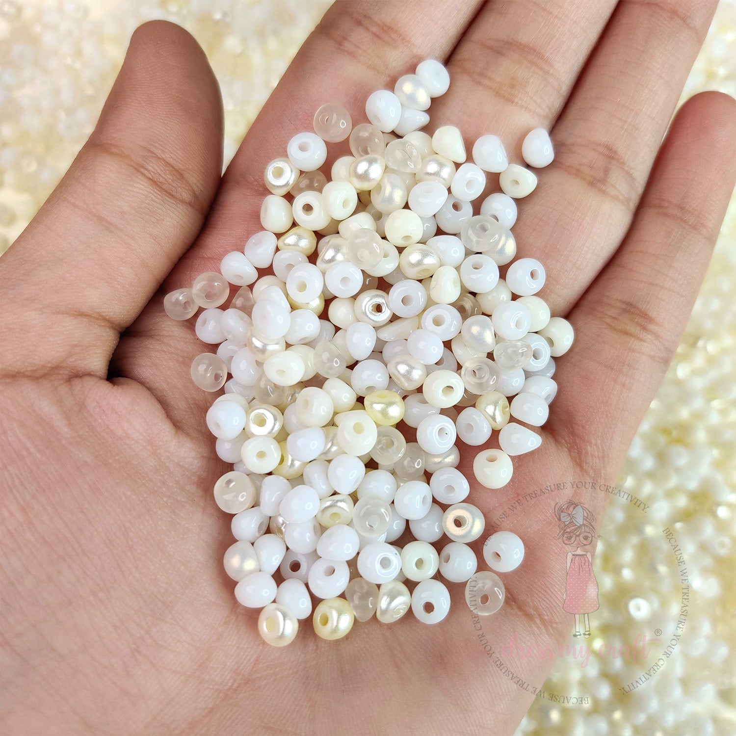Pearl Tint Seed Beads - White Family
