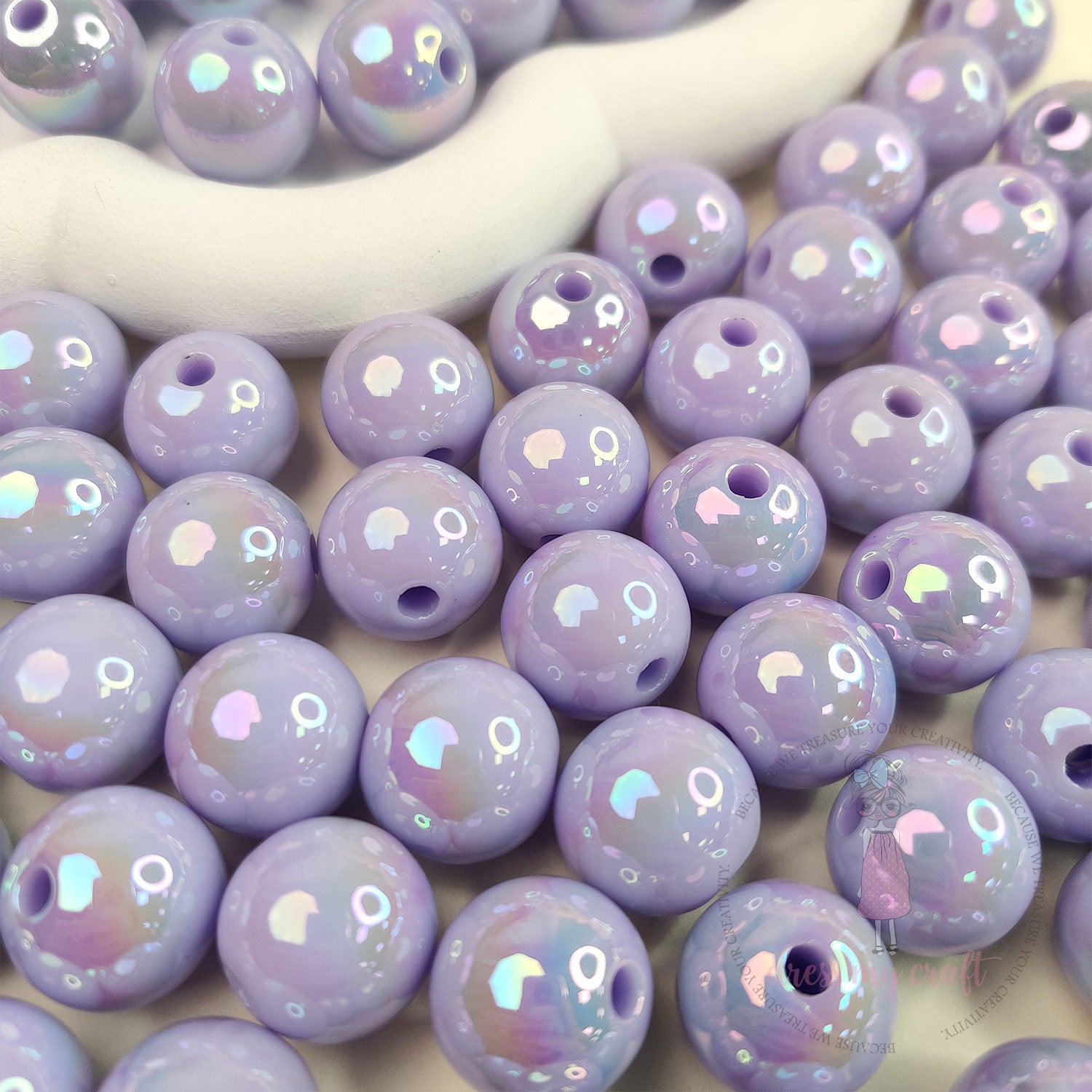 Holographic Premium Acrylic Beads - Purple